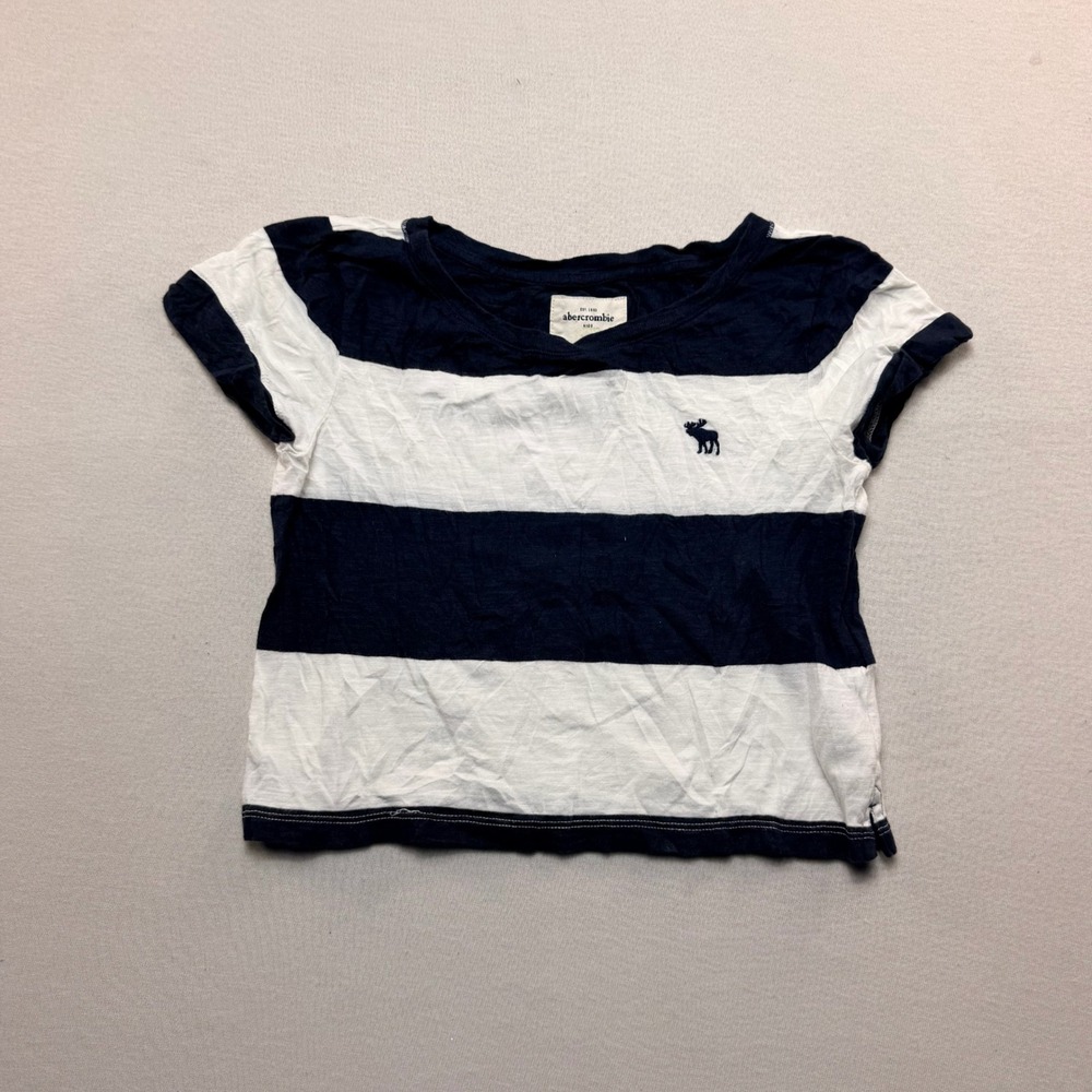 Abercrombie Striped Shirt Kids Medium Navy Blue Excellent Short Sleeve Top